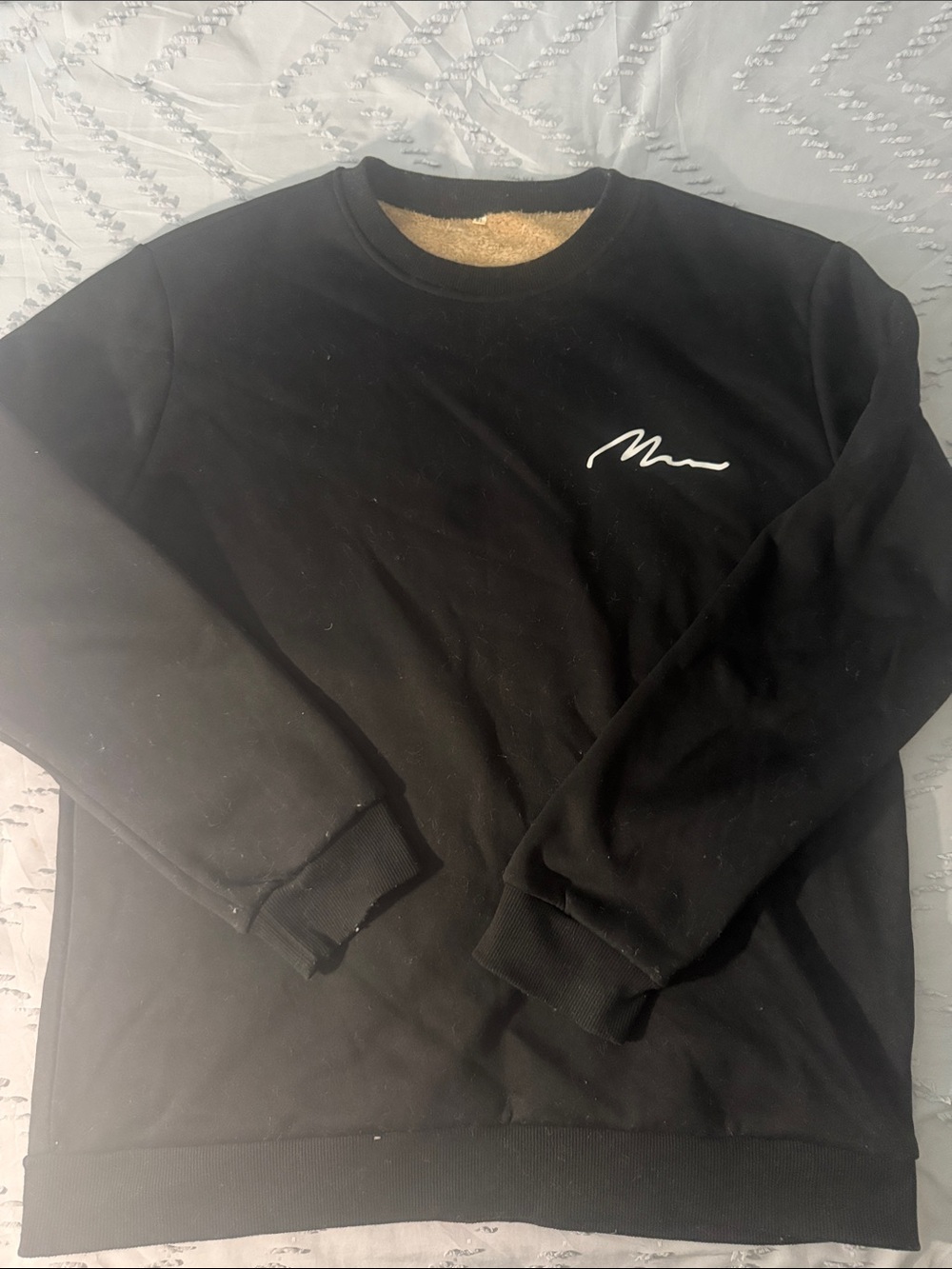 Black Crewneck Sweatshirt with White Script Logo
